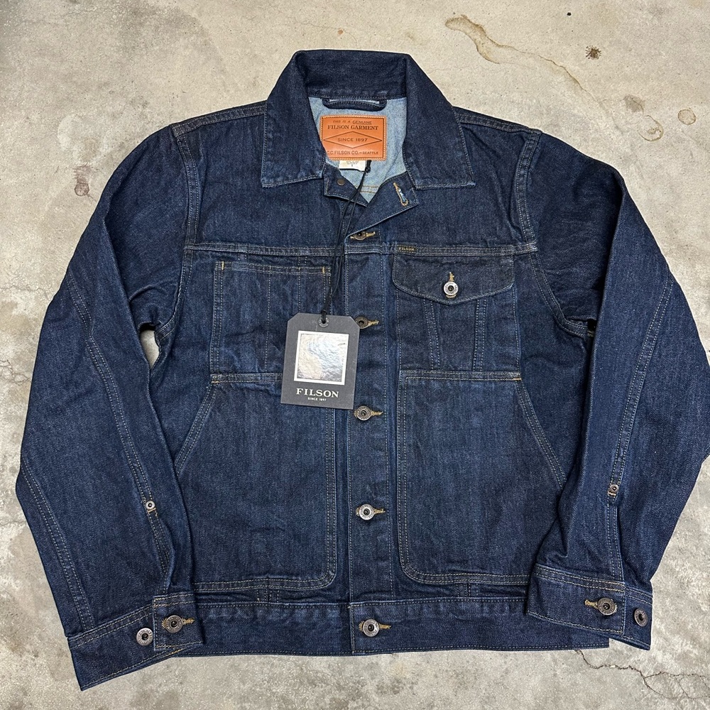 NWT Filson Unlined Denim Short Cruiser Rinsed Indigo Blue Mens Button USA